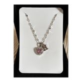 bijoux uniques Çelik pembe kalpli H harfli kadın kolye