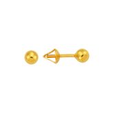 BİLEZİKHANE 22 Ayar Altın Top Küpe Parlak 1.00 Gram 22KPE0040
