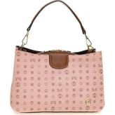 Bilik Deri Monogram Kadın Omuz Çantası - Pembe - Taba