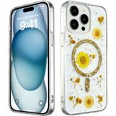 Bin1çeşit iPhone 14 Pro Max Kılıf Daisy Simli Magsafe Kapak -