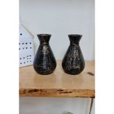 Binbirdemet Gold 2'Li Mini Siyah Cam Vazo