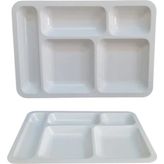 BİODATA %100 Kırılmaz 12'li Melamin 5 Bölmeli Tabldot Yemek Servis Tabağı - 40x28 cm Beyaz