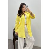 Bipantolon Kadın Tereyağı Sarısı Oversize Basic Müslin Gömlek