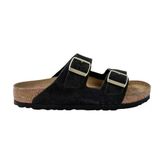Birkenstock Arizona 1030286 Black Suede Shimmering Siyah Işıltılı Süet Kadın Çift Bantlı Terlik