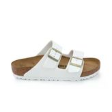 Birkenstock Arizona Birko-Flor Patent 1005293 Patent White Beyaz Rugan Görünümlü Kadın Çift Bantlı Terlik