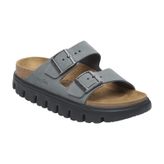 Birkenstock Arizona Chunky VL 1029150 Basalt Grey/Black Gri-Siyah Platform Taban Süet Deri Kadın Çift Bantlı Terlik