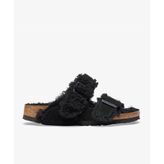Birkenstock Arizona Teddy Split 1025544 Black Siyah Süet Shearling Kadın Çift Bantlı Terlik