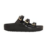 Birkenstock Florida D-Buckle Exquisite 1029385 High-Shine Black Siyah Rugan Hakiki Deri Kadın Çok Bantlı Terlik