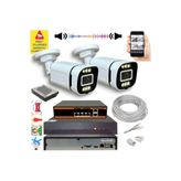 Bises 4386WS Yapay Zeka Destekli 5 MP POE 6 Warm LED Gece Renkli Görüş IP Güvenlik Kamera Seti - 2 Kameralı