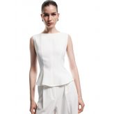 Bisiklet Yaka Basic Kolsuz Peplum Bluz