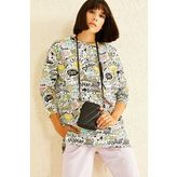 Bisiklet Yaka Baskılı Sweatshirt