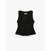 Bisiklet Yaka Kolsuz Peplum Bluz
