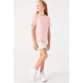 Bisiklet Yaka Pamuklu Basic Çocuk Tişört 2007 - Pembe - 3 - 4 Yaş