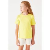 Bisiklet Yaka Pamuklu Basic Çocuk Tişört 2007 - Sarı - 7 - 8 Yaş
