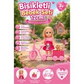 Bisikletli Ve Sevimli Köpekli Oyuncak Bebek Oyun Seti (12 Cm) - 3+ Yaş