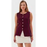 Bisou GOLD DÜĞMELİ TRİKO YELEK-BORDO