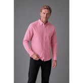 Bisse Pembe Regular Fit Pamuk Keten Uzun Paşa Yaka Gömlek
