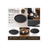 BİZ ZÜCCACİYE 38 cm Kaydırmaz Taban Servis Tepsisi Siyah (Otel-Cafe-Restoran)