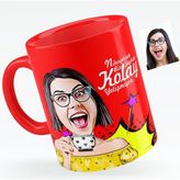 BK Bayan Karikatürlü Kırmızı Kupa Bardak