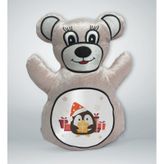 BK Gift Sevimli Penguen Tasarımlı Krem Ayıcık Yastık