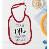 Bk Kids Dikkat Oflu Tasarımlı Kırmızı Bebek Mama Önlüğü-1 - 0 - 2 Yaş - Beyaz