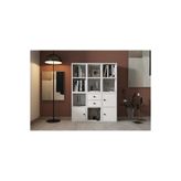 BKConcept KTP-1061-Ç 3 Kapaklı Çekmeceli Raflı 97 cm Beyaz Kitaplık
