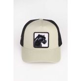 Blackbörk Panter Logolu Bej-Siyah Trucker Şapka