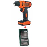 Black&decker Şarjlı Matkap Akülü Vidalama Şarjlı Vidalama Tornavida + Bosch 25 Parça Vidalama Ucu