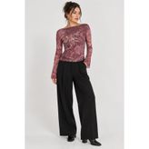 BLOUSE Vücuda Oturan Kayık Yaka Asimetrik Bel Detaylı Tül Bluz