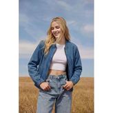 Blue White Kadın Mavi Bomber Denim Ceket Mavi