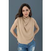 Bluz Kolsuz Degaje Yaka - Bej