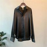 Boby Silk - %100 Ipek Oversize Kadın Gömlek - 0-Siyah