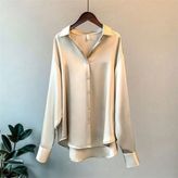 Boby Silk - %100 Ipek Oversize Kadın Gömlek - 13S-Krem - 2XL
