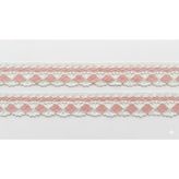 Bodrum Asel El Emeği Tığ Işi Dantel Şerit - Somon Pembe ve Beyaz Motifli (50 Cm) - YOK