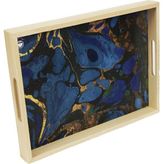 Boho Bazzar Bzm Ebru Desenli Ahşap Tepsi 39,5*30CM