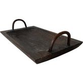 Boho Bazzar Paulownıa Ağacı El Yapımı Kulplu Dikdörtgen Sunum Tepsi Beris 40*25*4cm