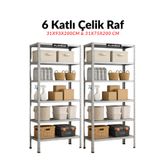 bölgeraf Çelik Raf 6 Katlı 2'Li 31x75x200 & 31x93x200cm Raf Sistemi, Depo rafı, Arşiv rafı, Kiler rafı, Çok Amaçlı Raf
