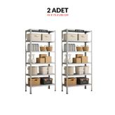 bölgeraf Çelik Raf 6 Katlı 2'Li 43x93x200 Raf Sistemi, Depo rafı, Arşiv rafı, Kiler rafı, Çok Amaçlı Raf