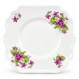Bone China Kare Tabak, Beyaz Porselen, Mor Menekşe Çiçek Desenli, Made in England 23.5 cm