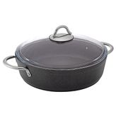 Bonera Siyah Granit Basık 28 cm Karnıyarık Tenceresi