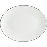 Bonna Retro Moove 12 Adet 25 cm Siyah Kenar Çizgili Porselen Oval Tabak