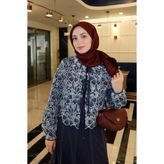 Bordo Benek Desen Monogram İpek Eşarp