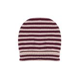 Bordo Beyaz Çizgili Triko Bebek Bere