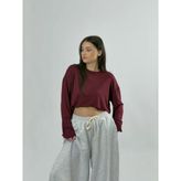 Bordo Bisiklet Yaka Basic Kadın Sweatshirt Coc3545