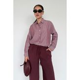 Bordo Çizgili Kadın Gömlek MG2410 - S