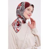 Bordo Dama Desen Twill İpek Eşarp
