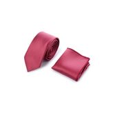 Bordo Düz Saten Kravat Mendil Set | STD