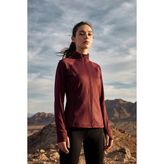 Bordo Fermuarlı Dik Yaka Basic Rahat Form Kadın Koşu Ceketi - 97310 - XL