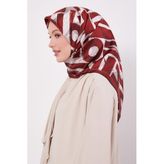 Bordo Harf Baskılı Twill İpek Eşarp