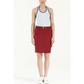 Bordo Ipek Kumaş Mixli Dar Kesim Etek 80552 - 01-Bordo - 48